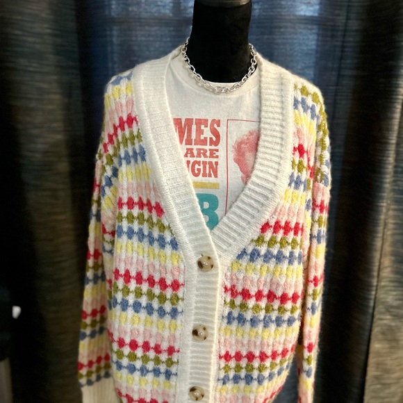 Blu Pepper Sweaters - Blu Pepper Multicolor Button-Up Cardigan